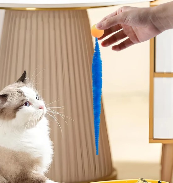 Mänguasi kassile, põrkav kummipall koheva sabaga Bouncing Tail (Pawise)