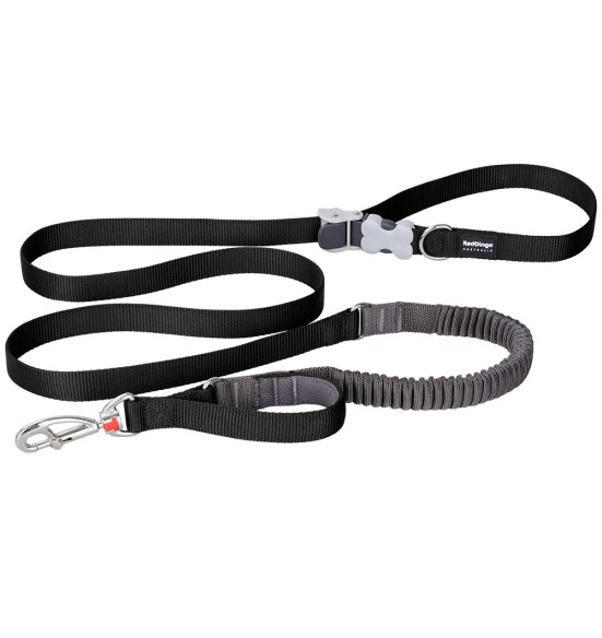 Koera jalutusrihm multifunktsionaalne, anti-shock Running SuperLead, must (Red Dingo)