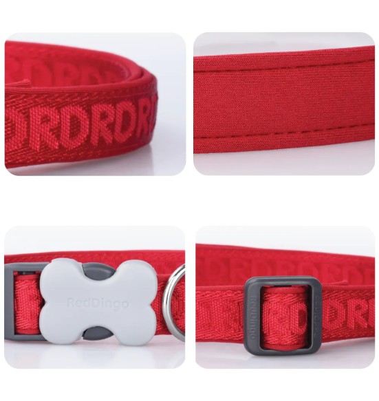 Ошейник для собак с мягкой подкладкой и тиснёными буквами Padded Collar Embossed, красный (Red Dingo)