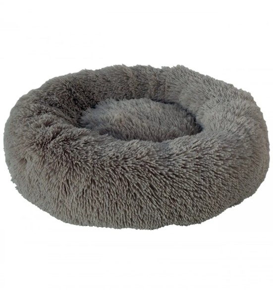 Успокаивающая пушистая лежанка для собак Calming Basket, тёмно-серо-коричневая (Doogy)