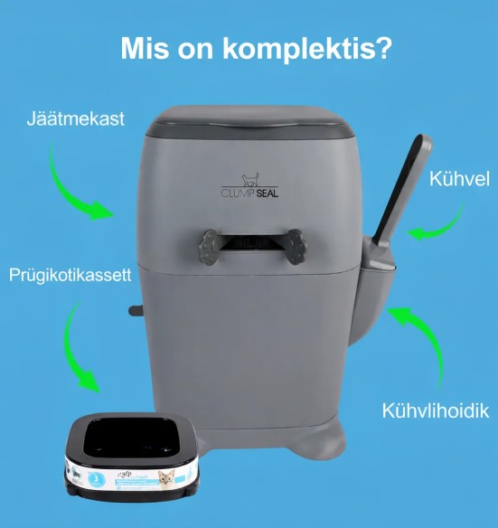 Kassiliiva prügikast, õhukindel, haisulukuga jäätmekast Clump Seal (AFP - Go Fresh)