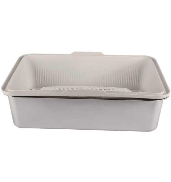 Roostevabast terasest kassi liivakasti komplekt, kõrge plastist ääris, beež (AFP - Go Fresh)