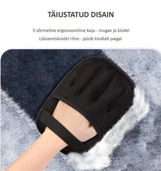 Elektrostaatiline kinnas-hari erinevate pindade puhastamiseks, 5-sõrmeline (Pawise)