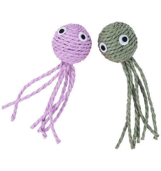 Mänguasi kassile, punutud nöörist, 2 tk, Rope Octopus (Pawise)