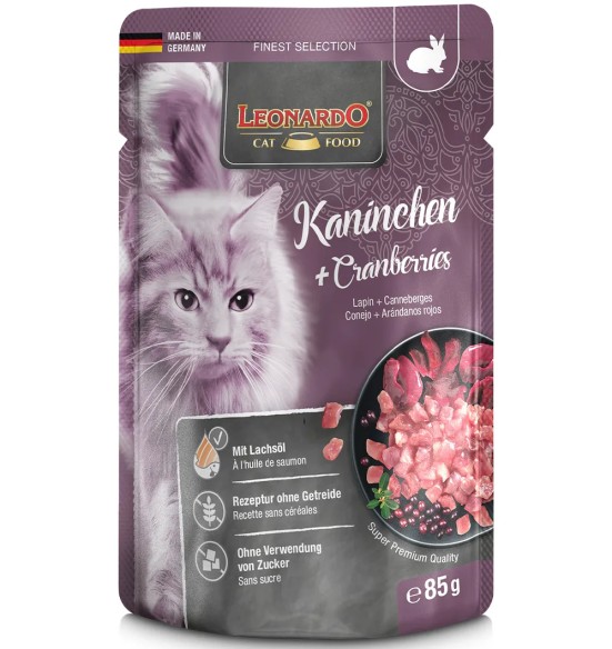 LEONARDO CLASSIC konserv kassile, jäneseliha jõhvikatega, kotikeses