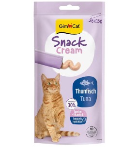 GimCat Snack Cream kreemjas maius kassile, kanalihaga, 6 x 15 g kotikest–Maiused kassidele–GimCat–Valgekihv