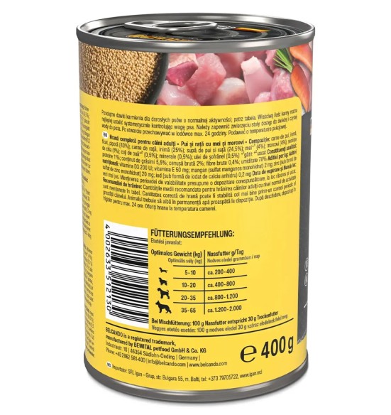 BELCANDO SUPER PREMIUM konserv koerale kana- ja pardilihaga