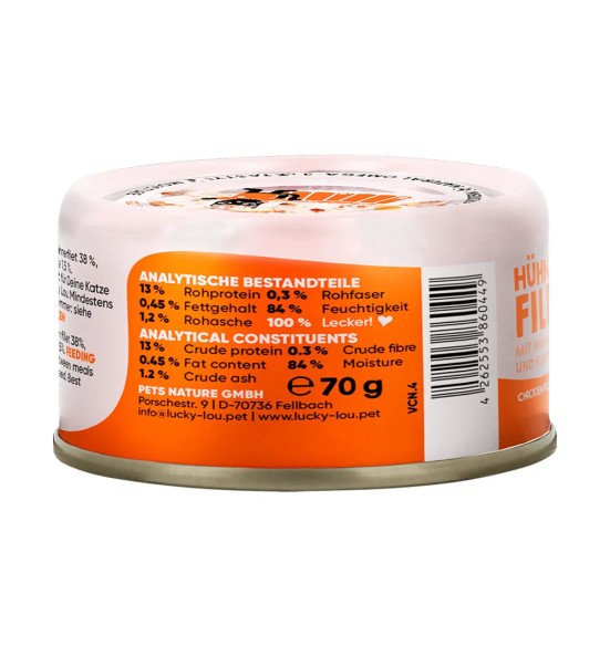 Lucky Lou Extra Food kanafilee kanamaksa ja porgandiga tarrendis, konserv kassile 70 g