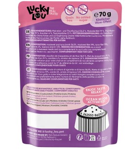 Lucky Lou Extra Food tuunikala filee puljongis, teraviljavaba kassieine kotikeses–Konservid kassidele–Lucky Lou Extra Food–Valgekihv 2