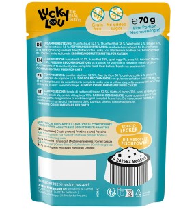 Lucky Lou Extra Food tuunifilee tarrendis, teraviljavaba kassieine kotikeses–Konservid kassidele–Lucky Lou Extra Food–Valgekihv 2