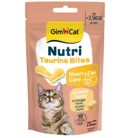 Nutri Taurine Bites juustu ja tauriiniga maiused kassile südame ja silmade tervise toetamiseks (GimCat )
