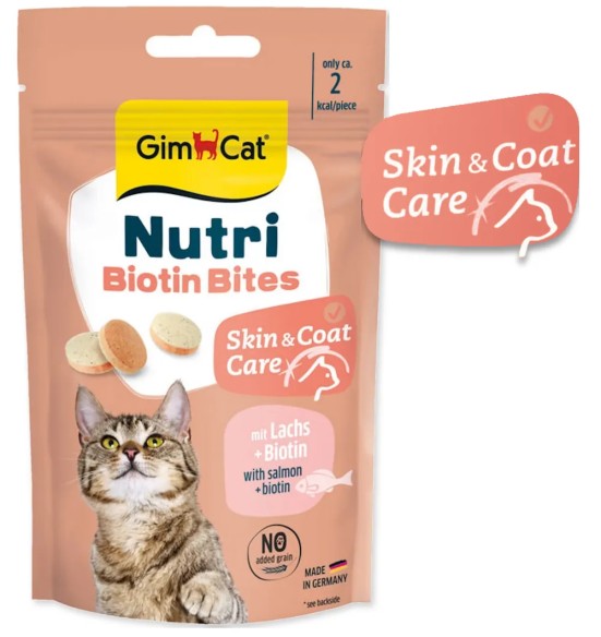 Nutri Biotin Bites лакомство для кошек с лососем и биотином для кожи и шерсти (GimCat)