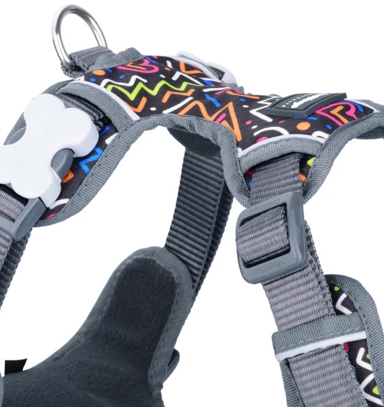 Шлейка с мягкой подкладкой для собак Padded Harness Squiggles Black (Red Dingo)