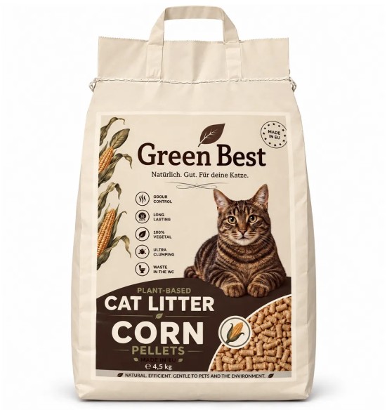 Paakuv maisipõhine kassiliiv Corn Pellets (Green Best)