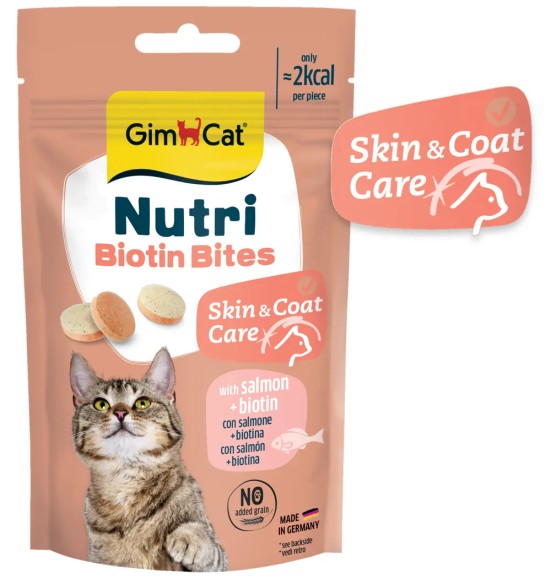 Nutri Biotin Bites лакомство для кошек с лососем и биотином для кожи и шерсти (GimCat)