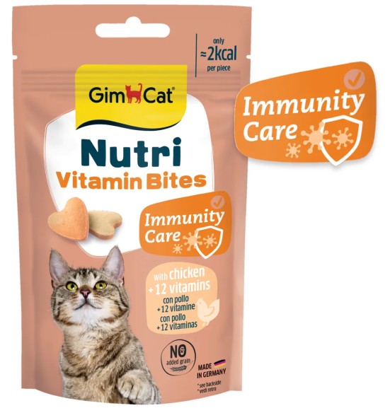 Nutri Vitamin Bites kanaliha ja 12 vitamiiniga maiused kassile immuunsuse toetamiseks (GimCat)