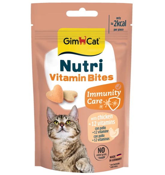 Nutri Vitamin Bites kanaliha ja 12 vitamiiniga maiused kassile immuunsuse toetamiseks (GimCat)