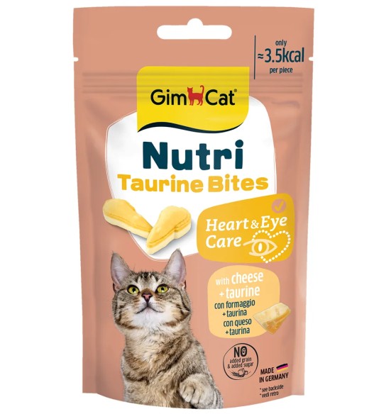 Nutri Taurine Bites juustu ja tauriiniga maiused kassile südame ja silmade tervise toetamiseks (GimCat )