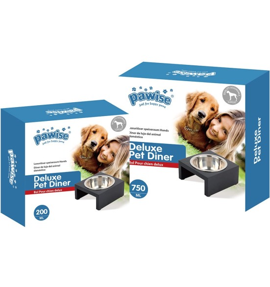 Миски для собак из нержавеющей стали на деревянной подставке, разные размеры, Deluxe Pet Diner (Pawise)