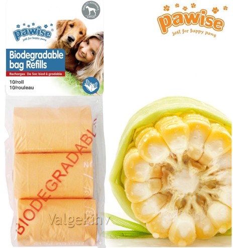Пакеты биоразлагаемые для уборки за собакой, 3 x10 шт (Pawise)