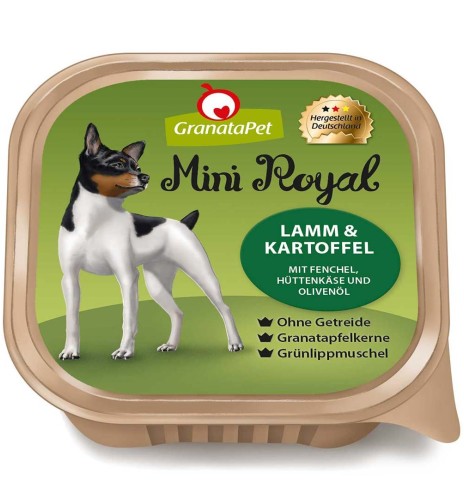 Mini Royal koeraeine kausike LAMBALIHA ja KARTULITEGA, teraviljavaba koerakonserv (Granata Pet)
