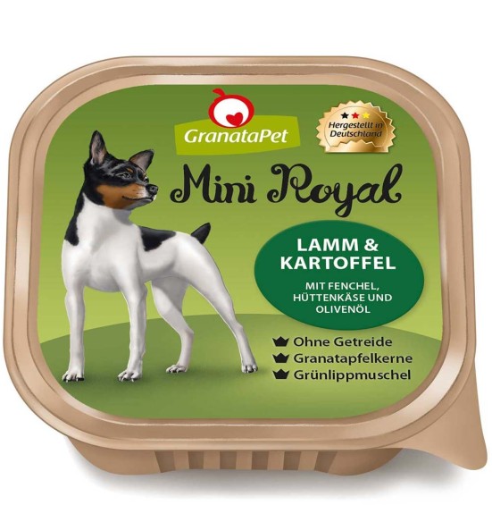 Mini Royal koeraeine kausike LAMBALIHA ja KARTULITEGA, teraviljavaba koerakonserv (Granata Pet)