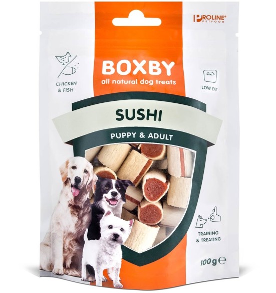 Naturaalne maius koerale Boxby Original Sushi, kanaliha ja kalaga Naturaalne maius koerale Boxby Original Sushi, kanaliha ja kalaga