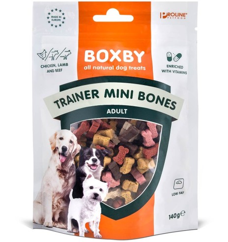 Naturaalne treeningmaius koerale Boxby Trainer Mini Bones, kana-, looma- ja lambalihaga