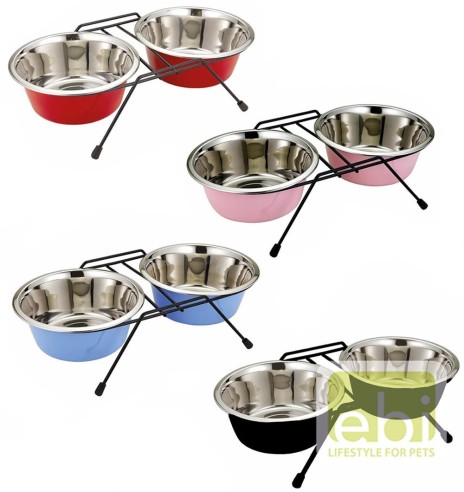 Миски из нержавеющей стали на подставке, разные размеры Twin Feeder
