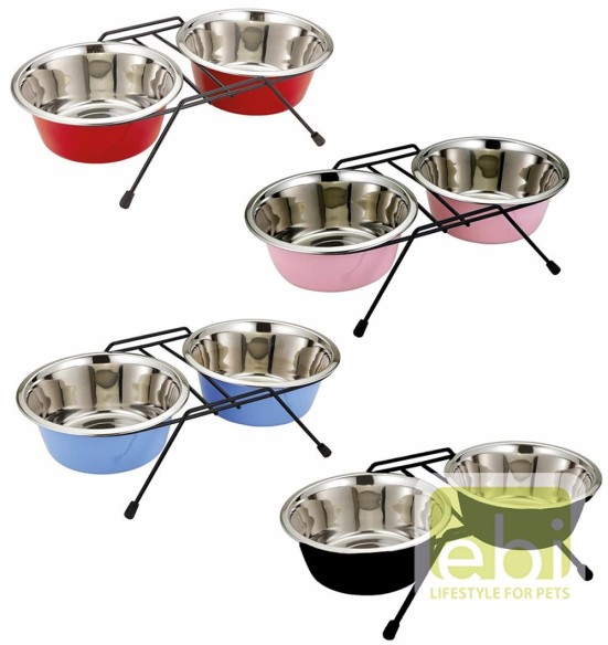 Миски из нержавеющей стали на подставке, разные размеры Twin Feeder
