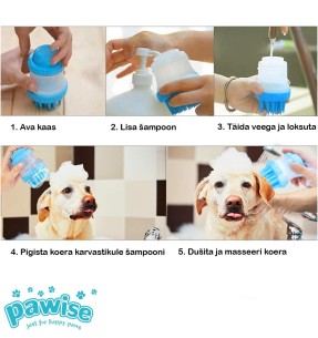 Kaks-ühes grooming kinnas, 2 in 1 Grooming Glove (Pawise)–Pesemistarvikud–Pawise–Valgekihv 2