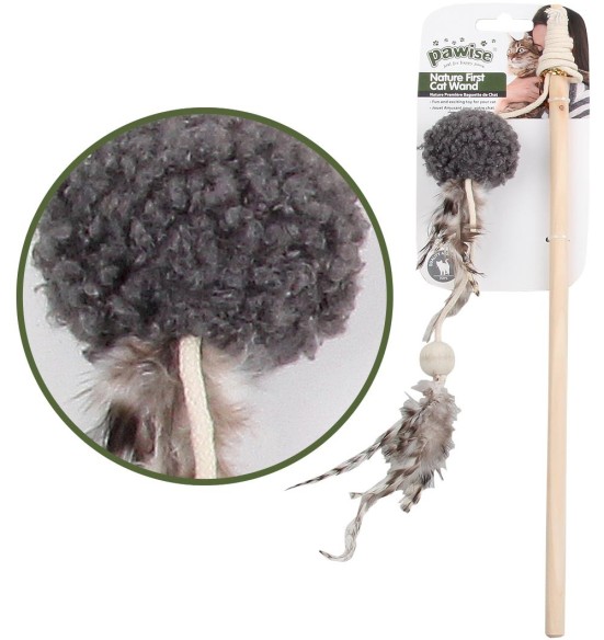 Mänguasi kassile ridvaga, pehme pall Nature First Cat Wand (Pawise)