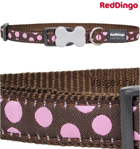 Kaelarihm koerale, disainmustriga Pink Spots Brown (Red Dingo)