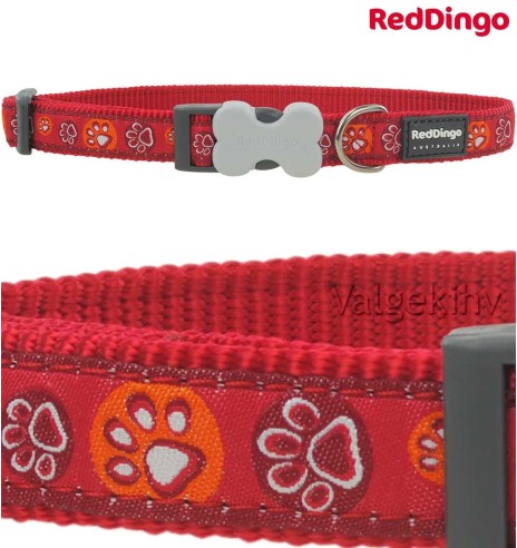 Kaelarihm koerale, disainmustriga Paw Impressions Red (Red Dingo)