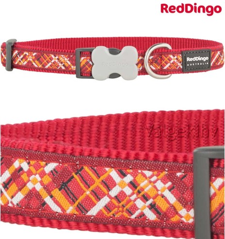 Kaelarihm koerale, disainmustriga Flanno Red (Red Dingo)