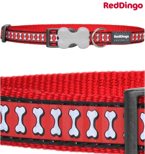 Ошейник для собак со светоотражающим рисунком Reflective Bones Red (Red Dingo)