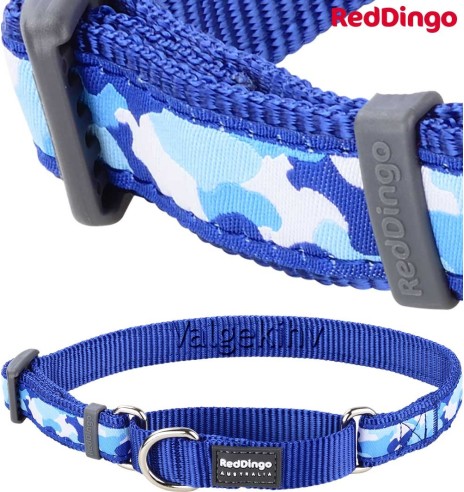 Ошейник для собак полуудавка с ограничителем и дизайнерским принтом Camouflage Dark Blue (Red Dingo)