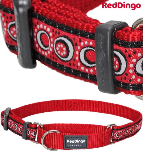 Ошейник для собак полуудавка с ограничителем и дизайнерским принтом Cosmos Red (Red Dingo)