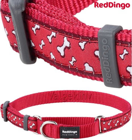 Kaelarihm koerale, poolpoov disainmustriga Flying Bones Red 20 mm (Red Dingo)