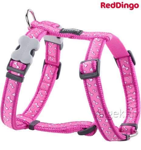 Шлейки для собак с дизайнерским принтом Flying Bones Hot Pink (Red Dingo)