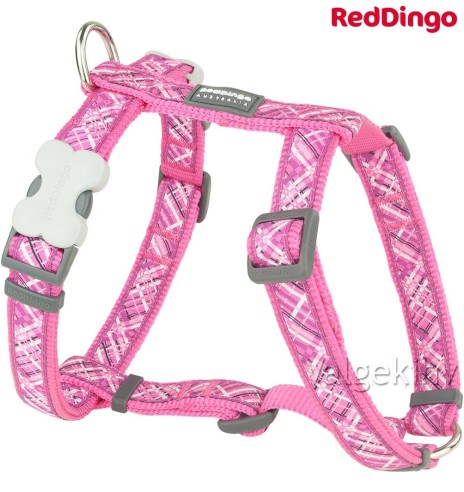 Шлейки для собак с дизайнерским принтом Flanno Hot Pink (Red Dingo)