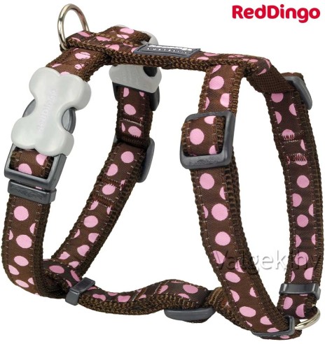 Шлейки для собак с дизайнерским принтом Pink Spots Brown (Red Dingo)