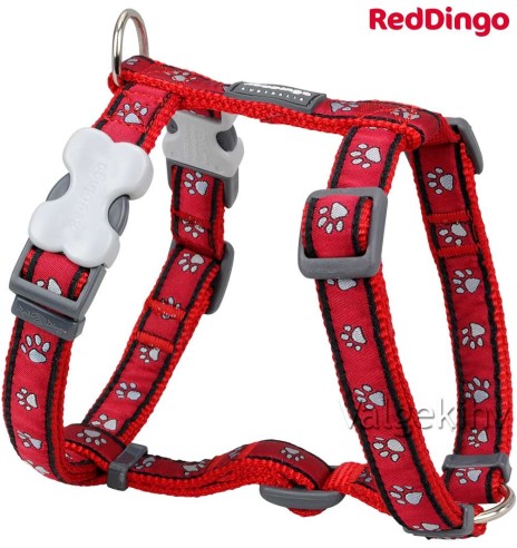 Шлейки для собак с дизайнерским принтом Paw Prints Red (Red Dingo)
