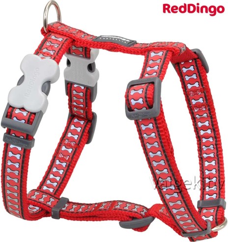 Шлейка для собак текстильная, со светоотражающим рисунком Reflective Bones Red (Red Dingo)