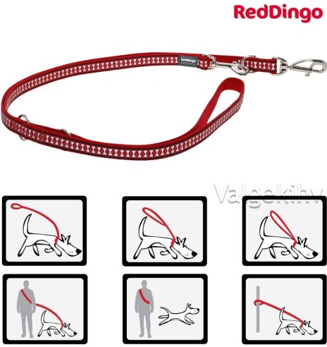 Поводок многофункциональный, со светоотражающим рисунком Reflective Bones Red (Red Dingo)