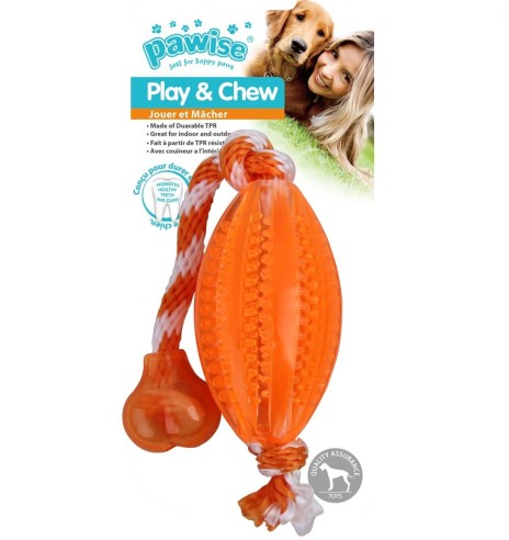Mänguasi koerale, ovaalne pall nööriga Play & Chew - Football (Pawise)