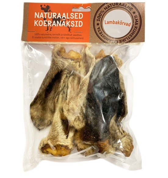 Lamba kõrvad - naturaalsed koeranäksid, kuivatatud koeramaius