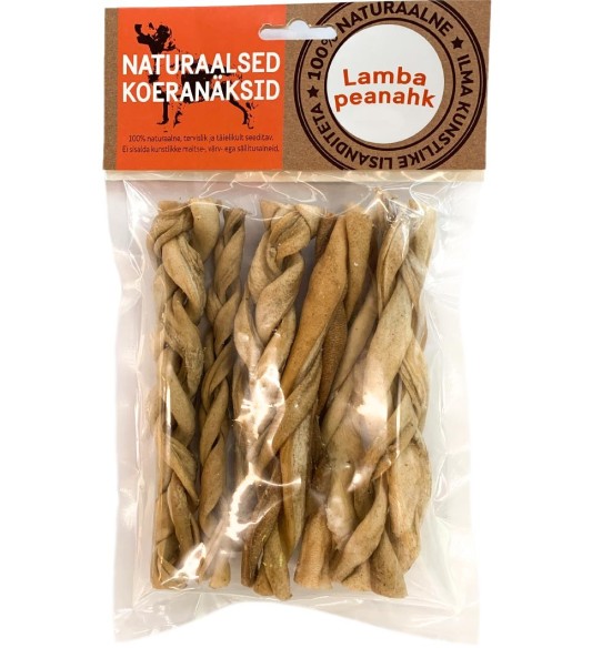 Lamba peanahk põimitud - naturaalsed koeranäksid, kuivatatud koeramaius