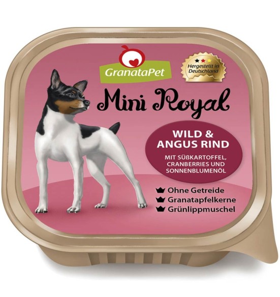 Mini Royal koeraeine kausike ULUKI- ja LIHAVEISE LIHAGA, teraviljavaba koerakonserv (Granata Pet)