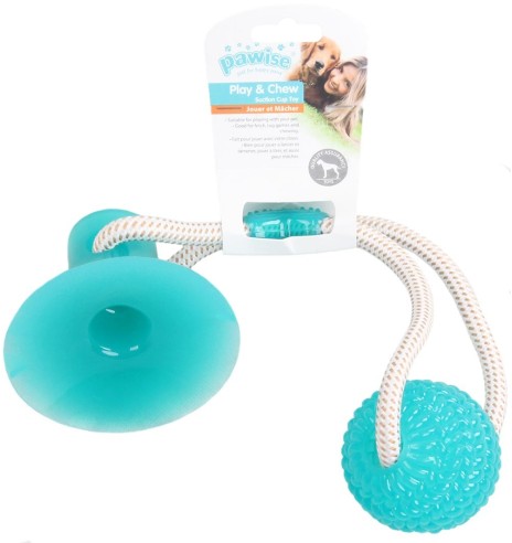 Игрушка для собаки, мячик для перетягивания с присоской, Dog Suction Ball (Pawise)
